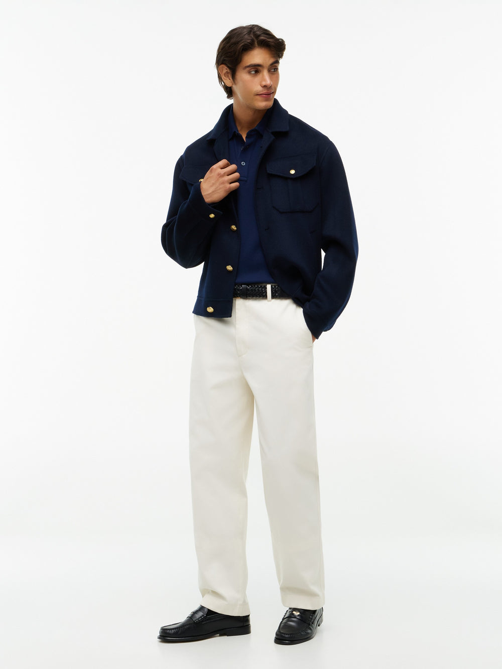 Long Sleeve Solid Textured Polo