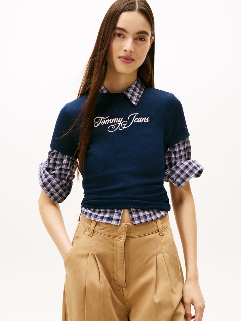 Solid Slim Fit Half Sleeve Ribbed T-Shirt