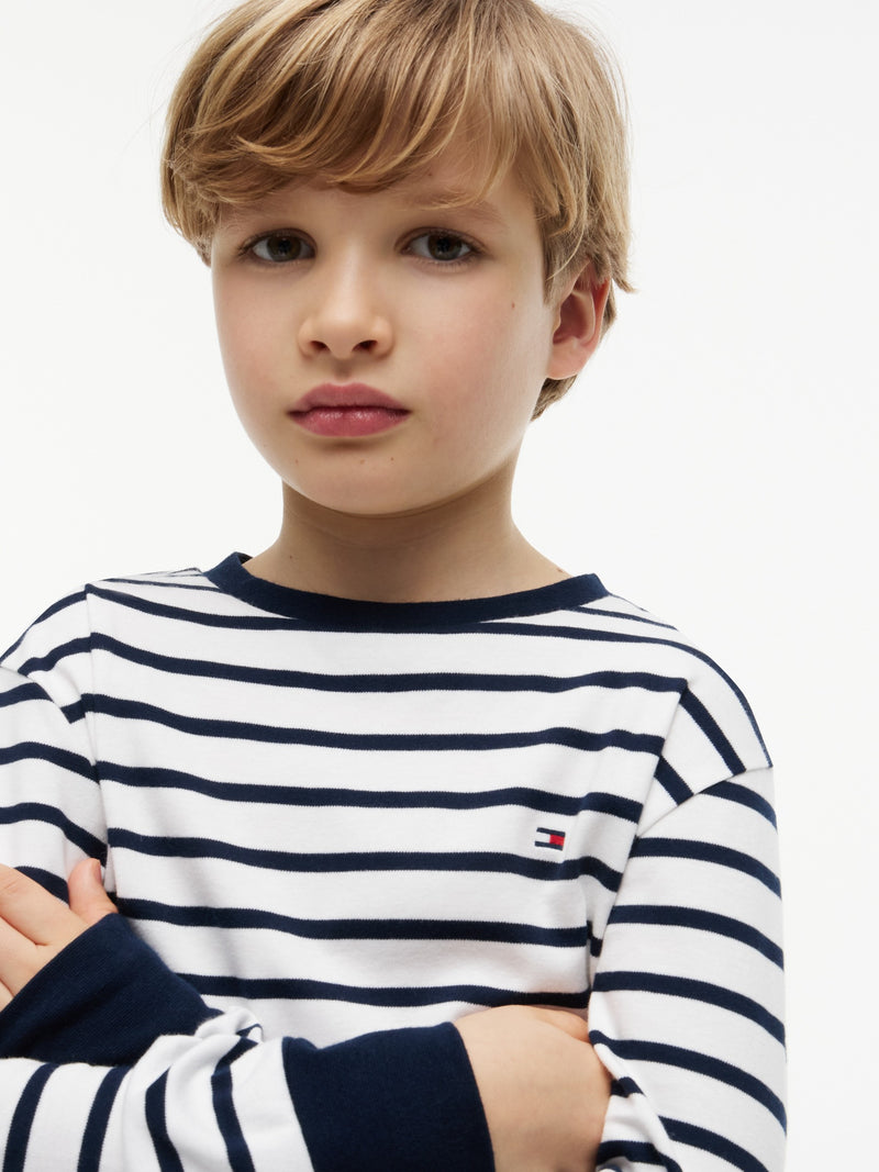 Kids Long-Sleeve Stripe Interlock T-Shirt