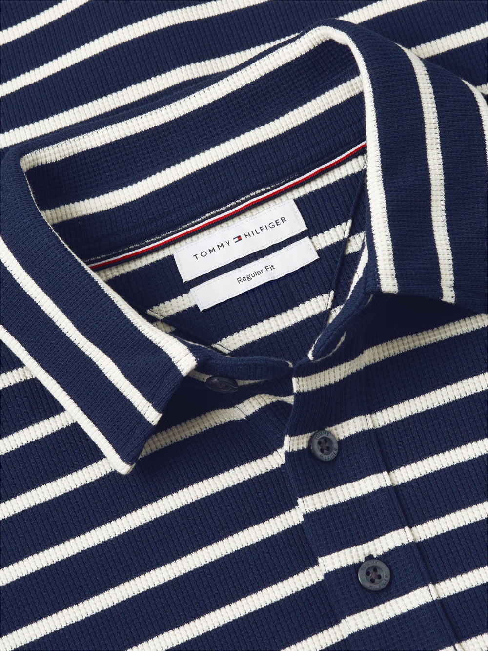 Long Sleeve Striped Textured Polo