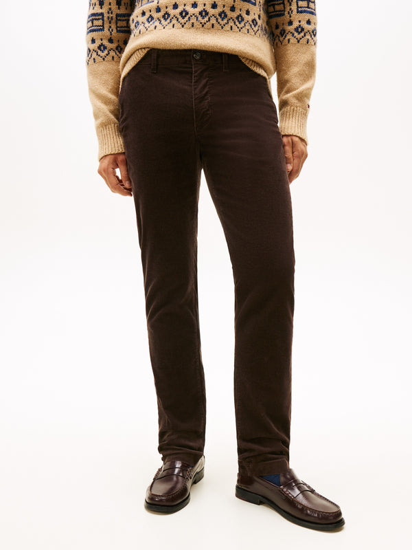 Men Slim Straight Fit Corduroy Trouser