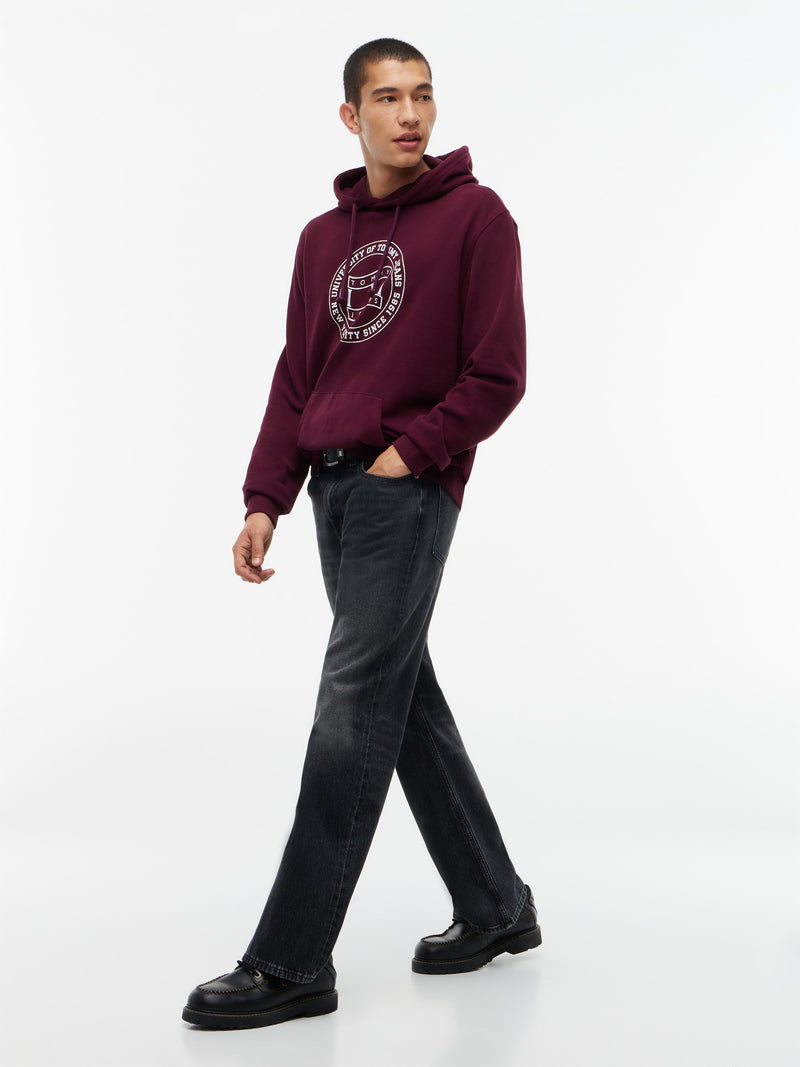Regular Fit Diagonal Terry Hooded Sweatshirt