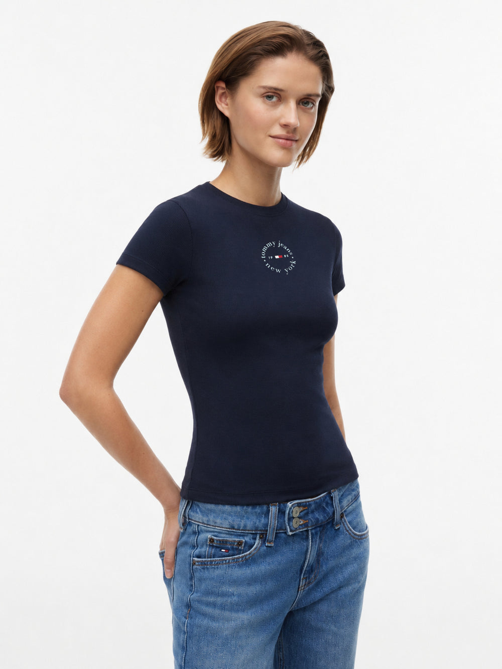Solid Slim Fit Half Sleeve Ribbed T-Shirt