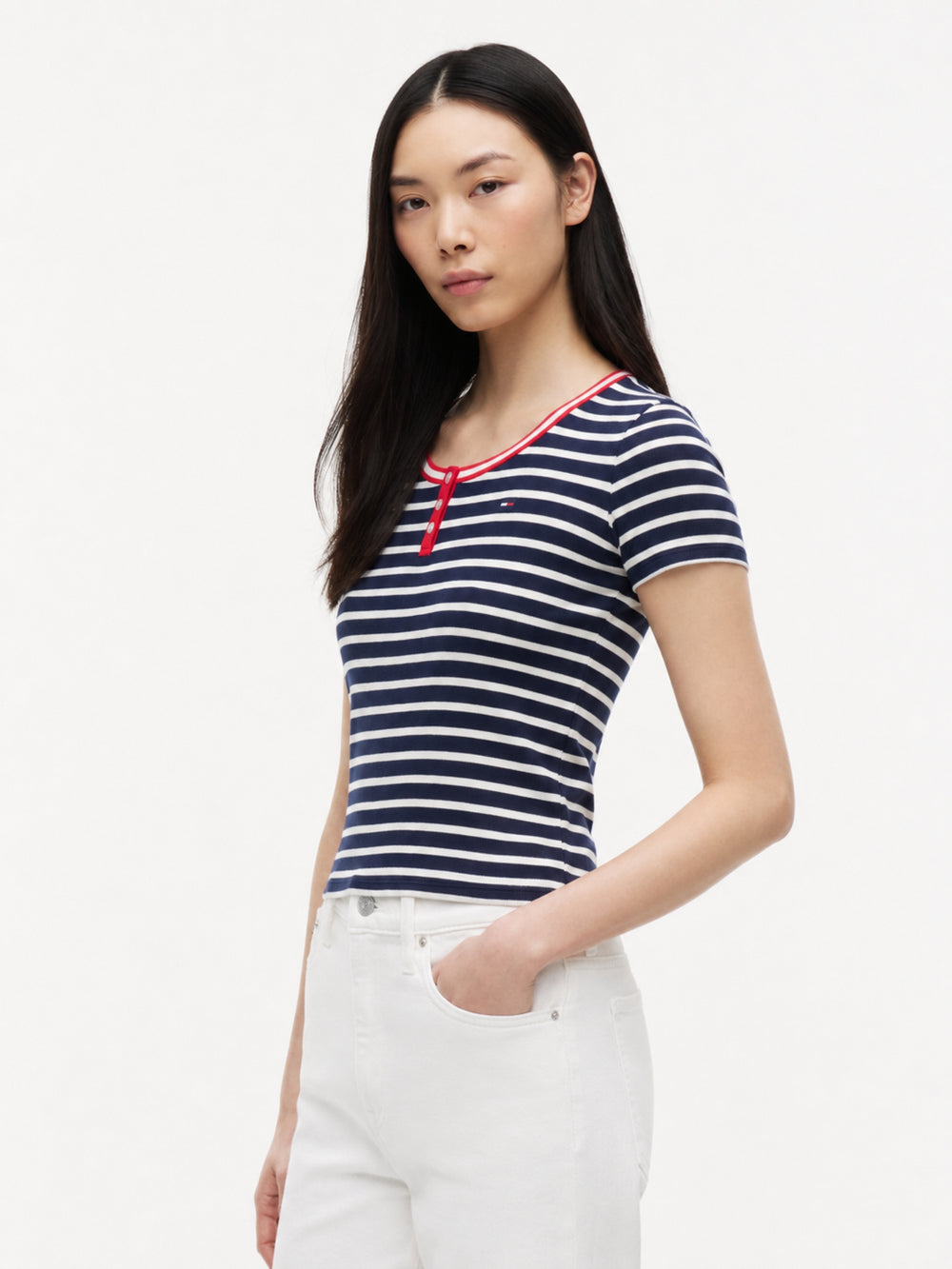 Stripe Slim Fit Half Sleeve Ribbed T-Shirt