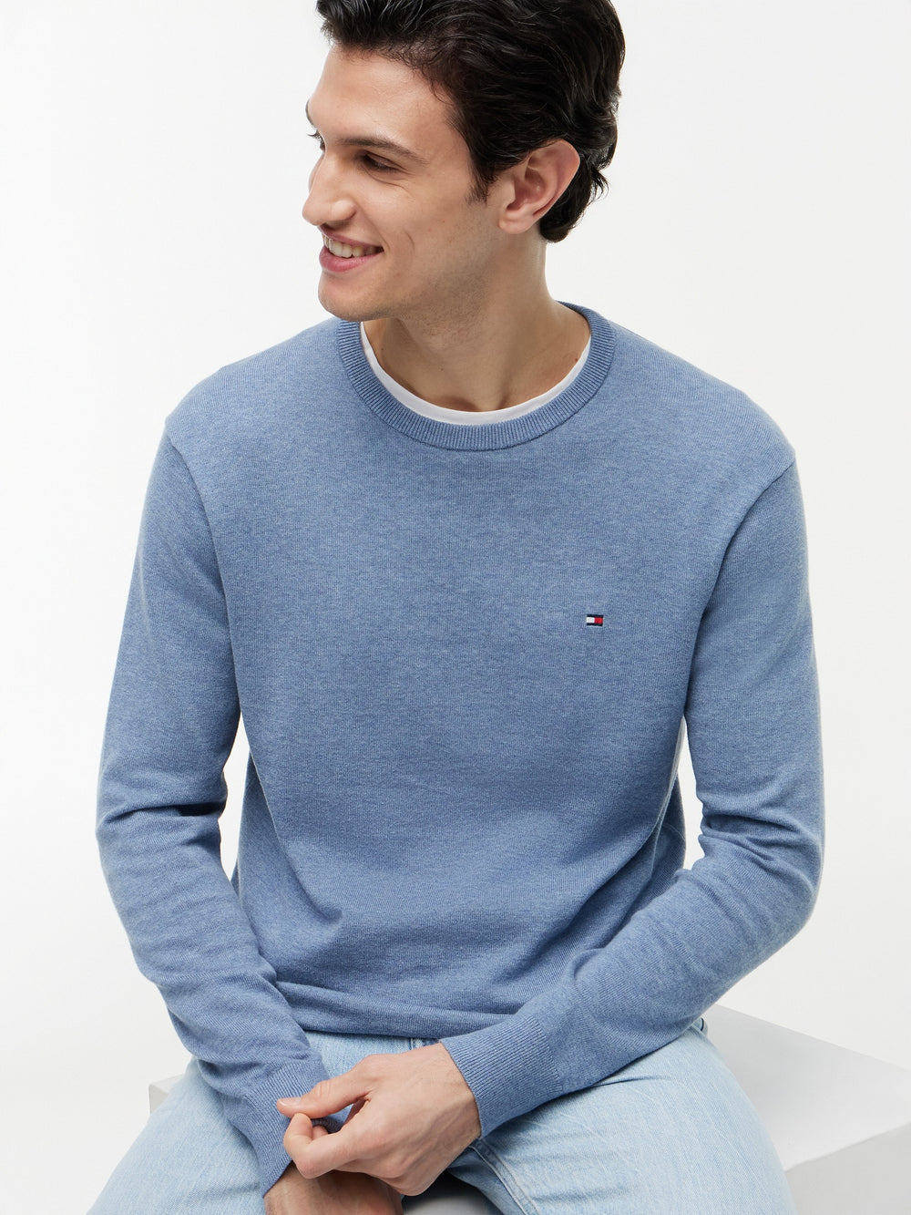 Crew Neck Solid Pullover