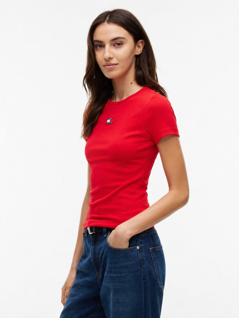 Solid Slim Fit Half Sleeve Ribbed T-Shirt