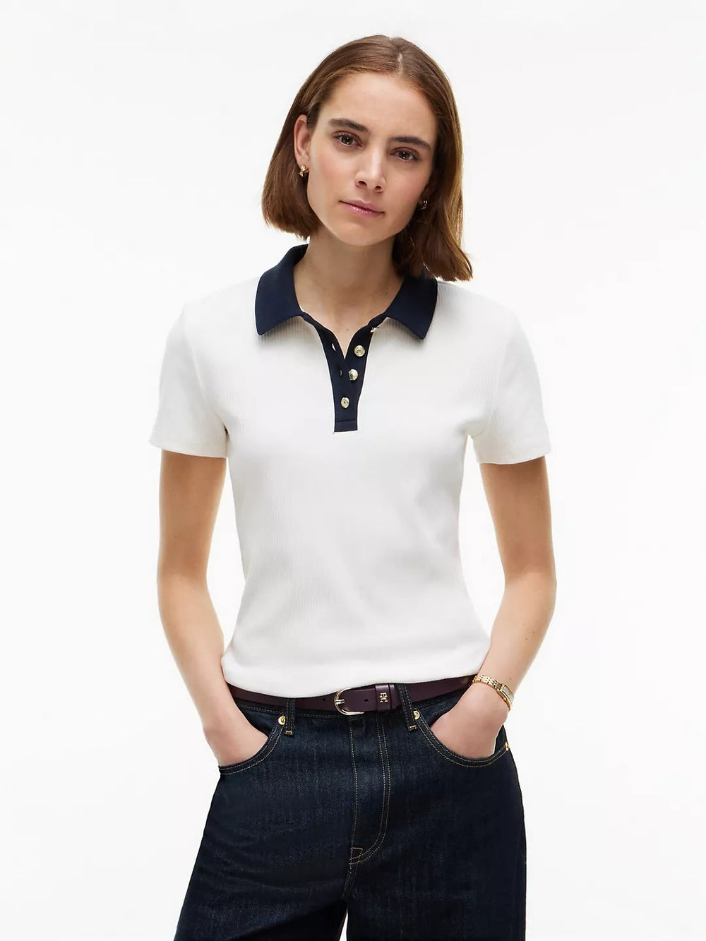 Solid Slim Fit Half Sleeve Ribbed Polo