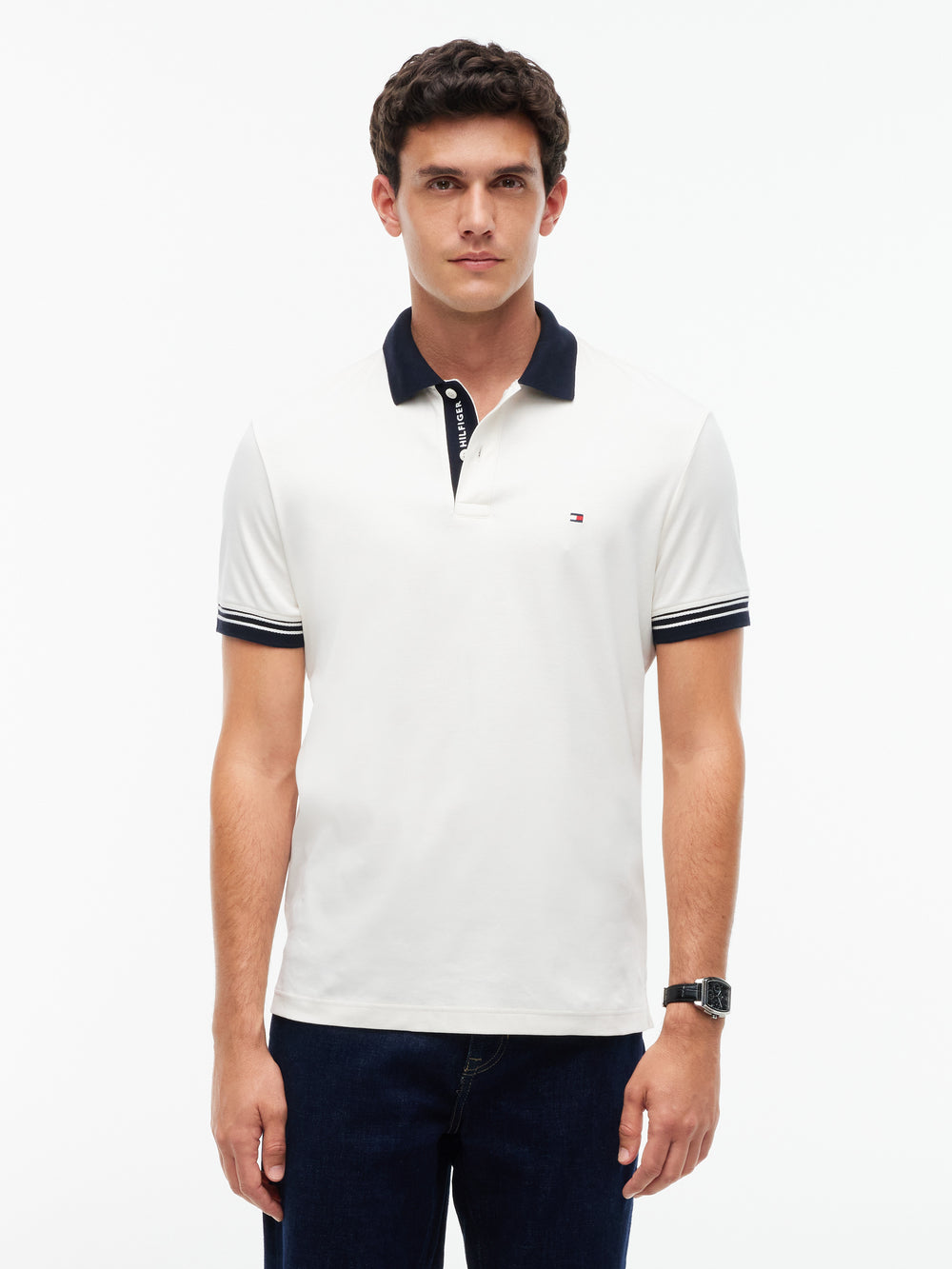 Regular Fit Contrast Collar Interlock Polo