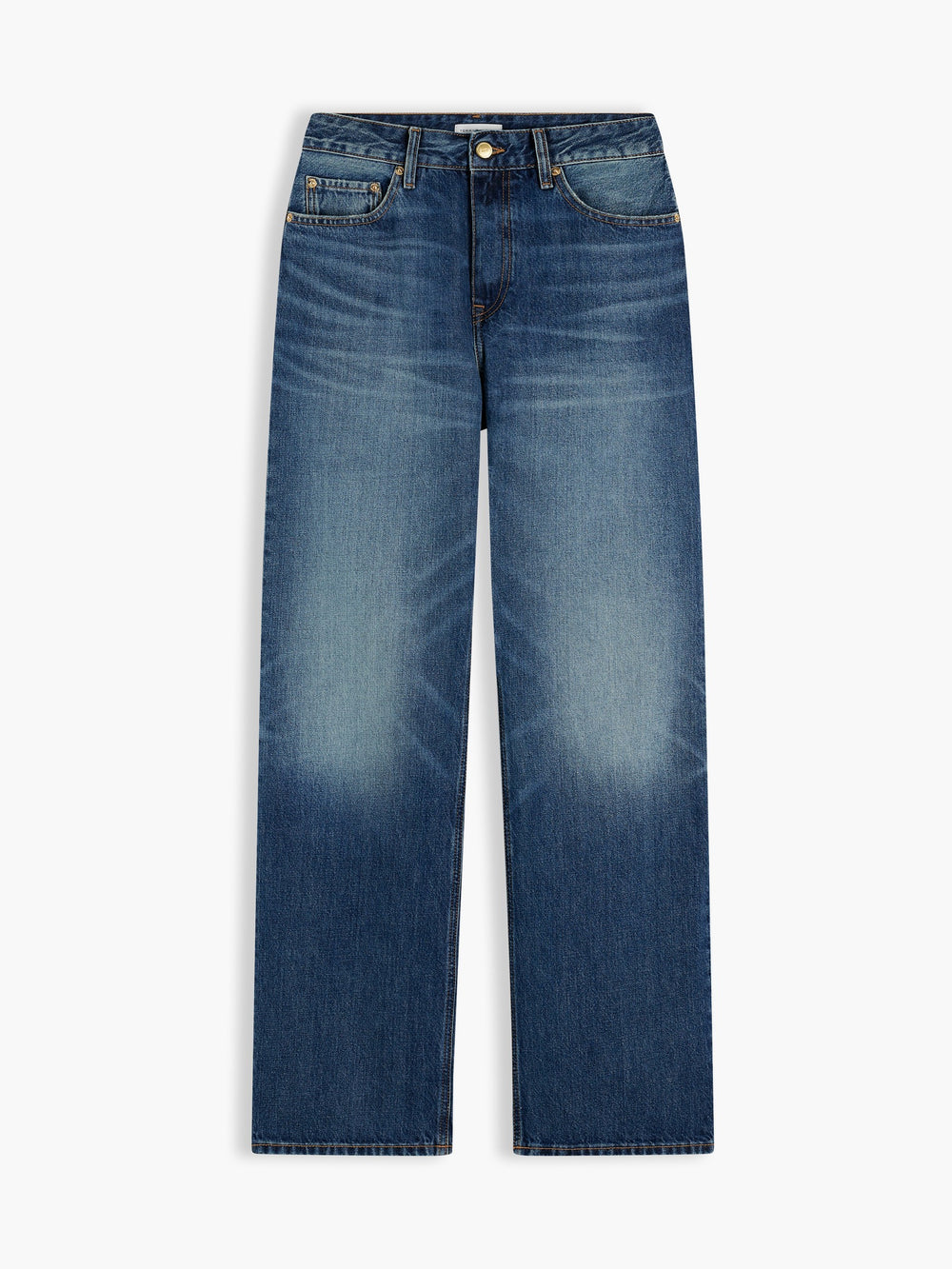 Mid Rise Mid Wash Loose Straight Jeans