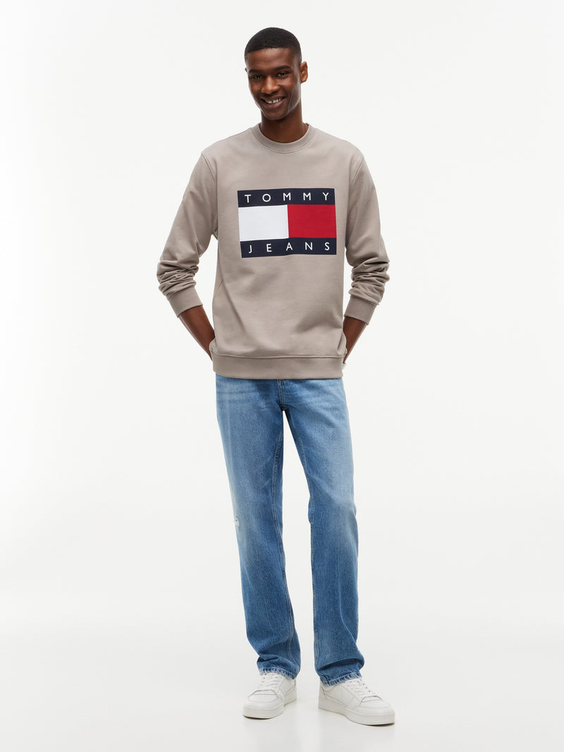 Regular Fit Diagonal Terry Crew Neck Sweatshirt