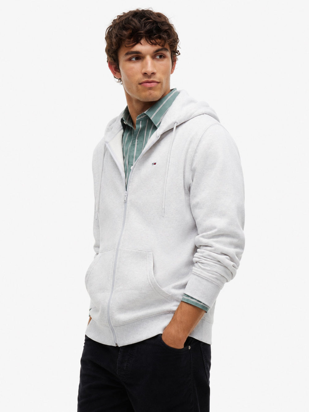 Regular Fit Brushed Fleece Hooded Zip Thru Sweatshirt