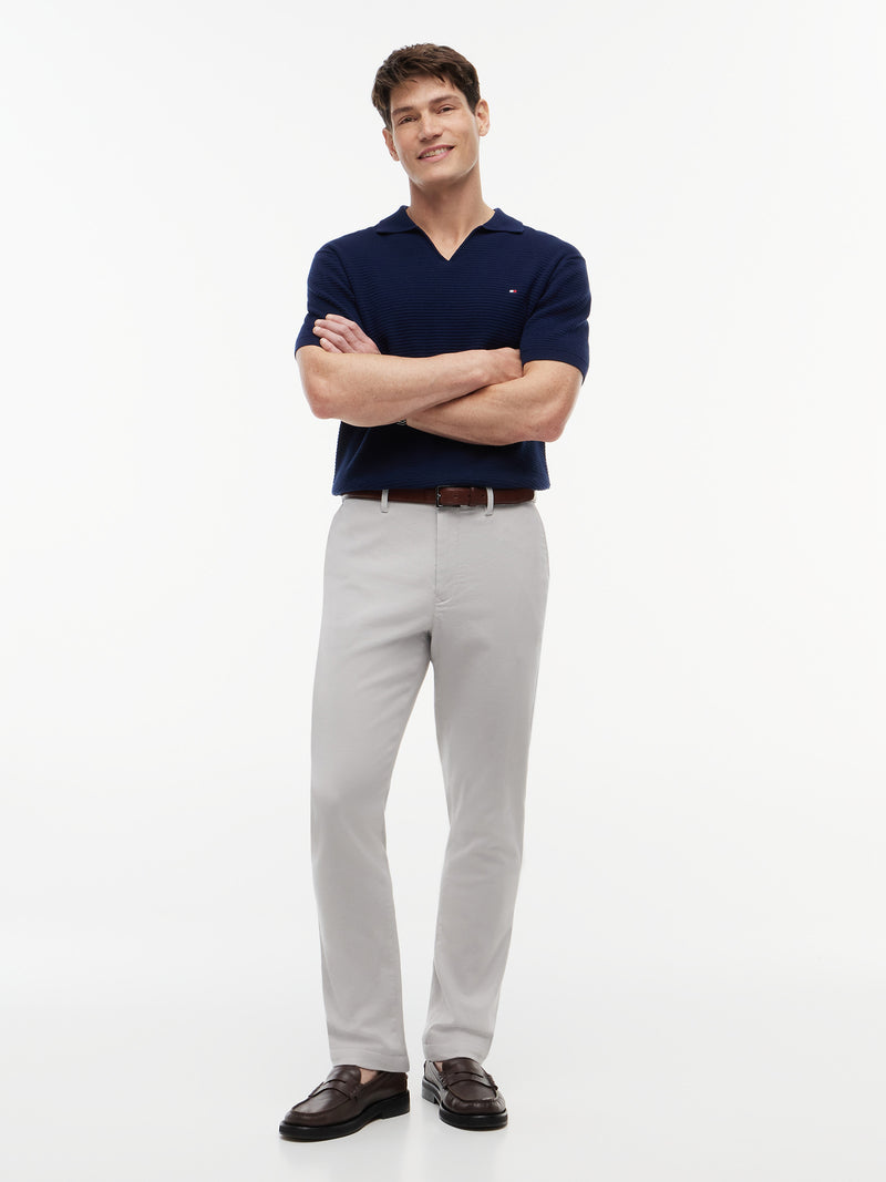Men Denton Slim Straight Fit Structured Cotton Trouser