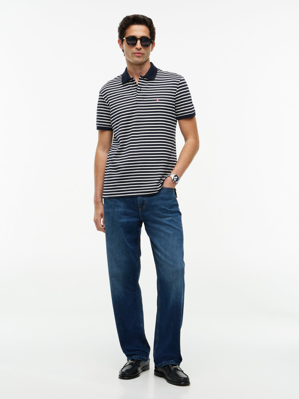 Regular Fit Striped Liquid Cotton Polo