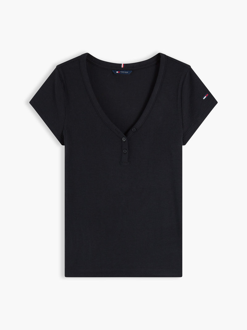 Solid Slim Fit Half Sleeve Ribbed T-Shirt