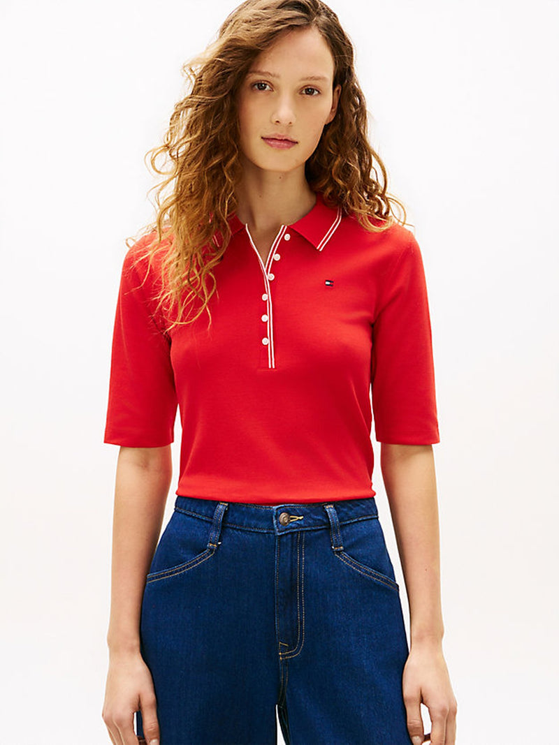 Solid Slim Fit Half Sleeve Lyocell Pique Polo