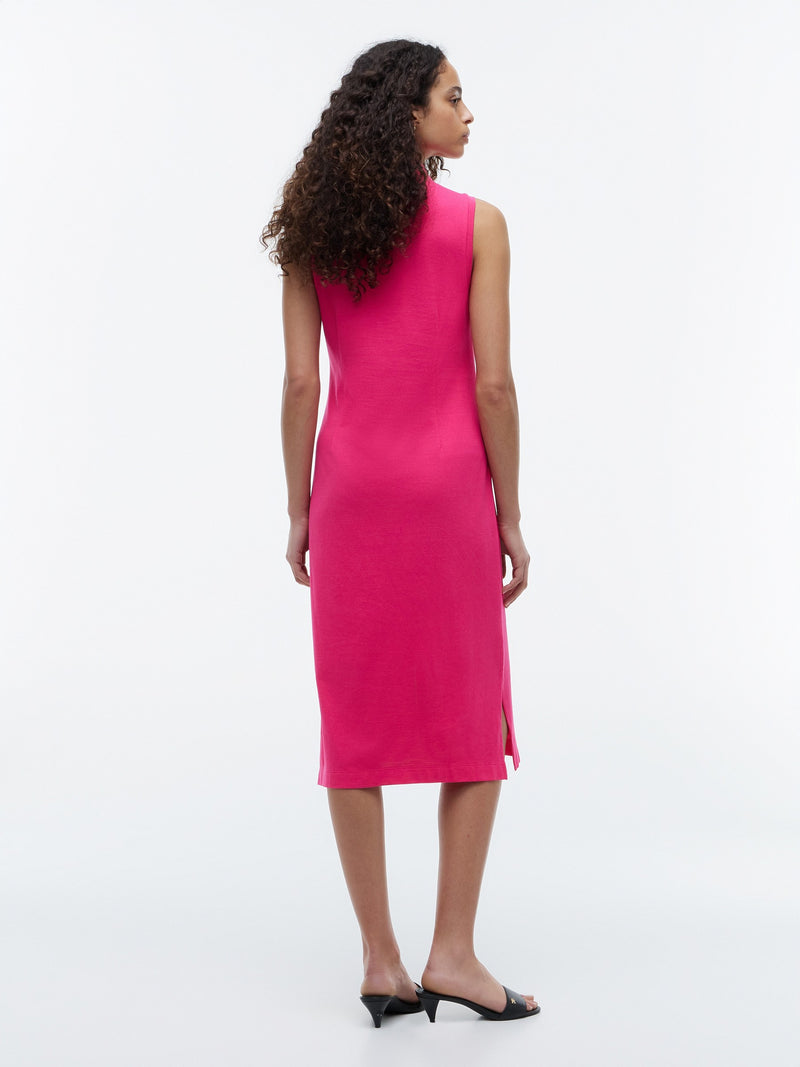 Full Sleeve Solid Viscose Blend Bodycon Polo Dress