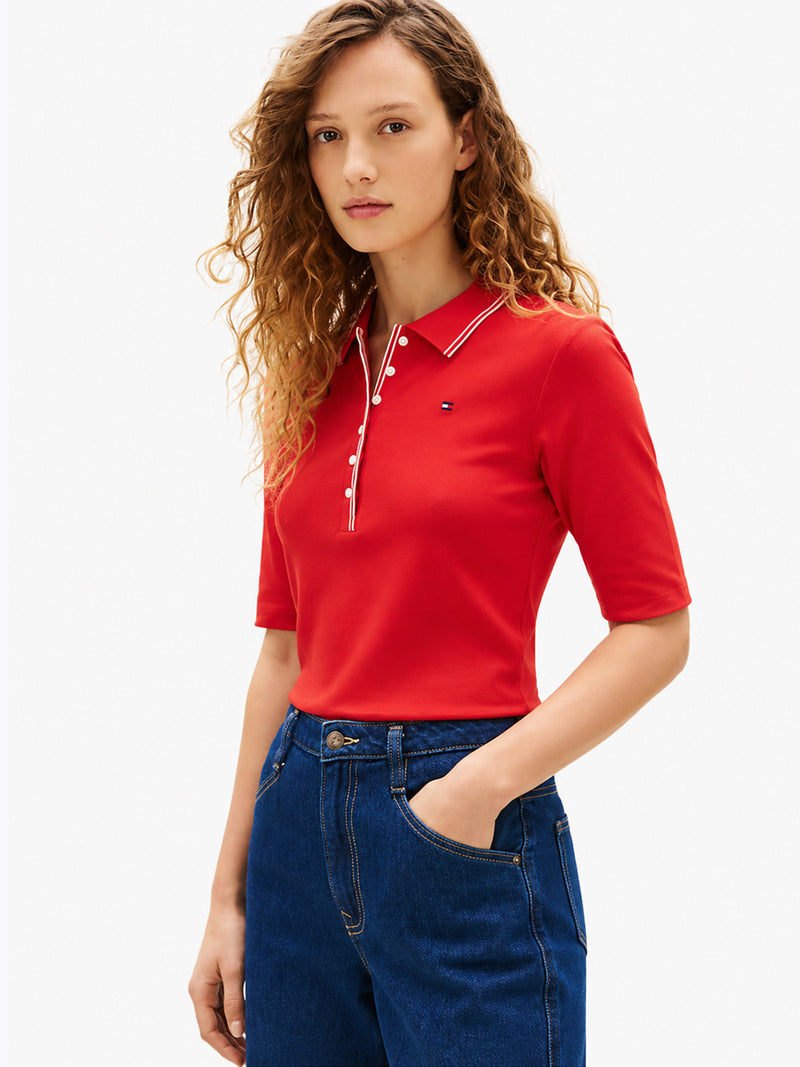 Solid Slim Fit Half Sleeve Lyocell Pique Polo