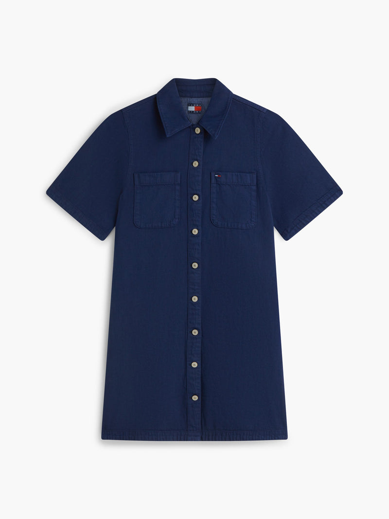Half Sleeve Solid Cotton A-Line Dress