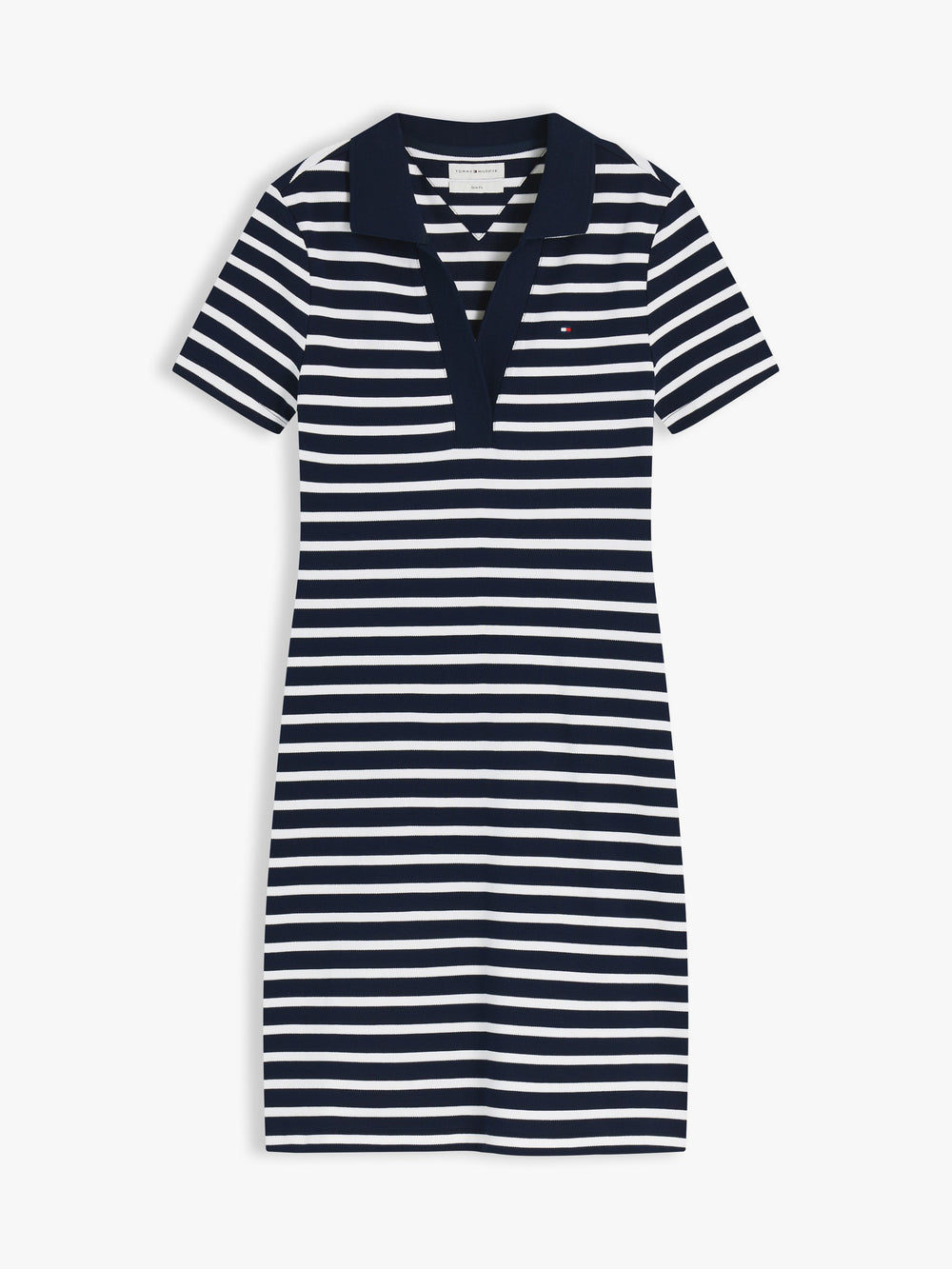 Half Sleeve Stripe Cotton Blend Bodycon Polo Dress