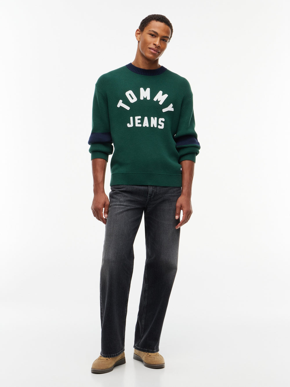Regular Fit Embroidery Loose Knit Pullover