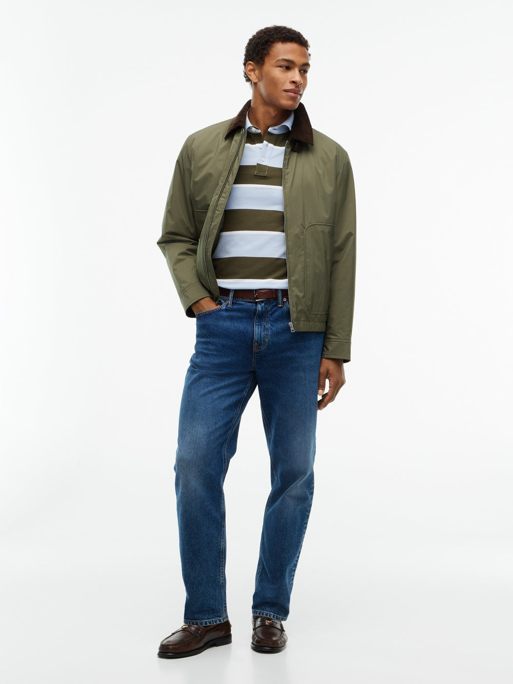 Slim Fit Striped Pique Polo