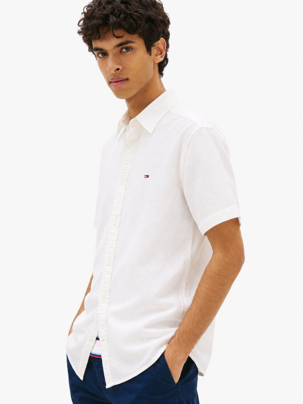 Regular Fit Solid Seersucker Shirt