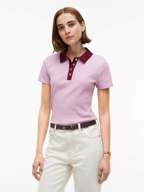 Solid Slim Fit Half Sleeve Ribbed Polo