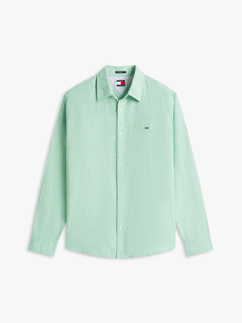 Regular Fit Solid Linen Blend Shirt