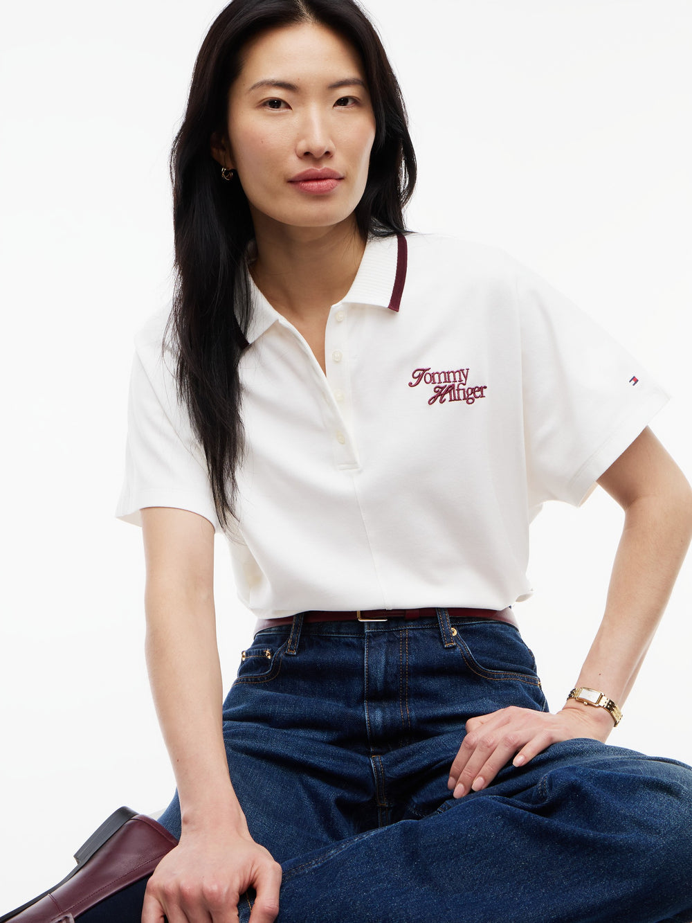 Solid Relaxed Fit Half Sleeve Pique Polo