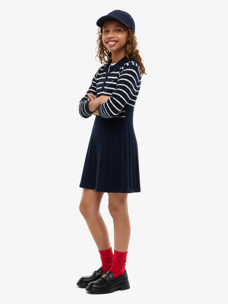 Kids Long-Sleeve Cable Sweater Dress