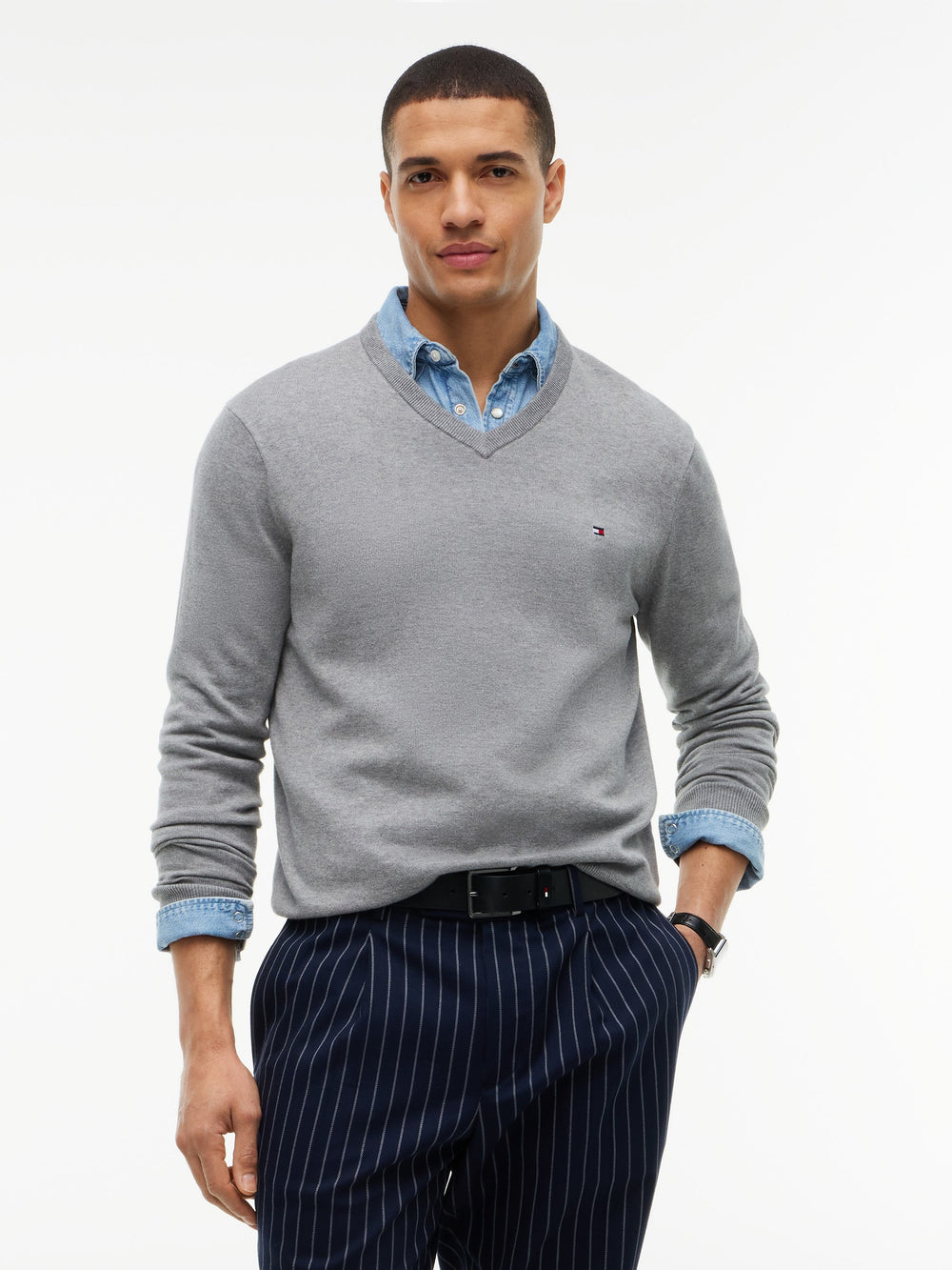 V Neck Solid Sweater