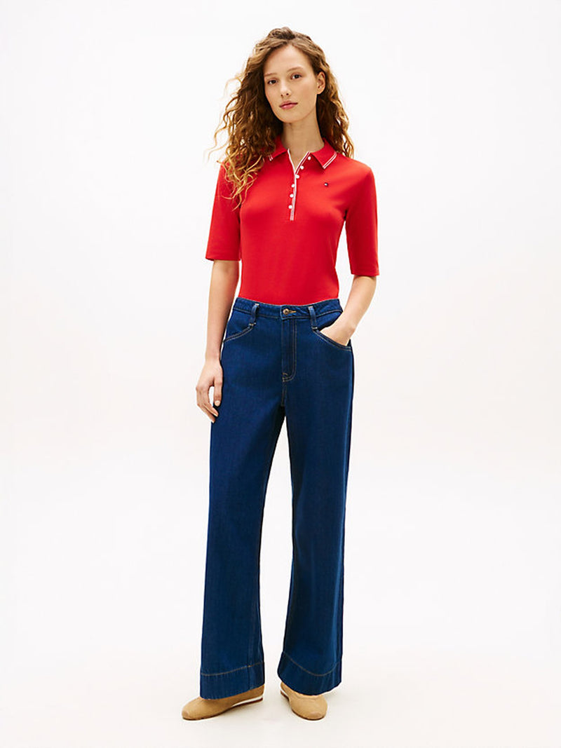 Solid Slim Fit Half Sleeve Lyocell Pique Polo