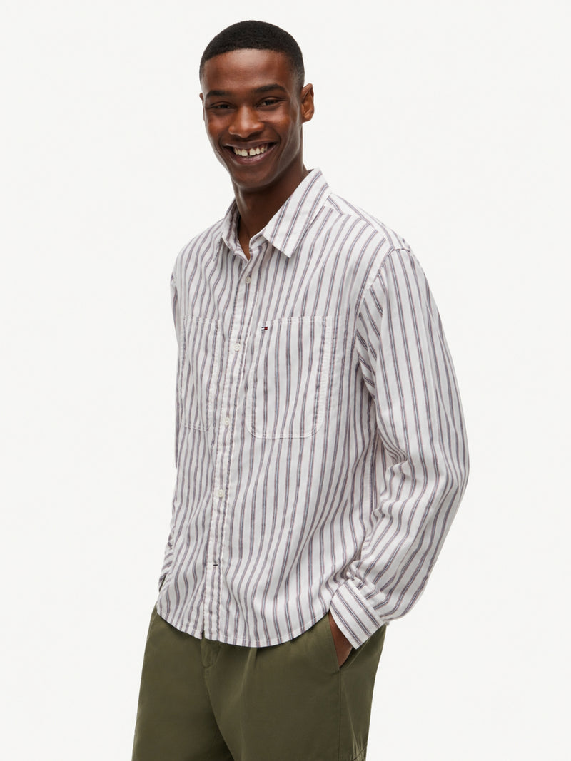 Boxy Fit Stripe Textured Shirt