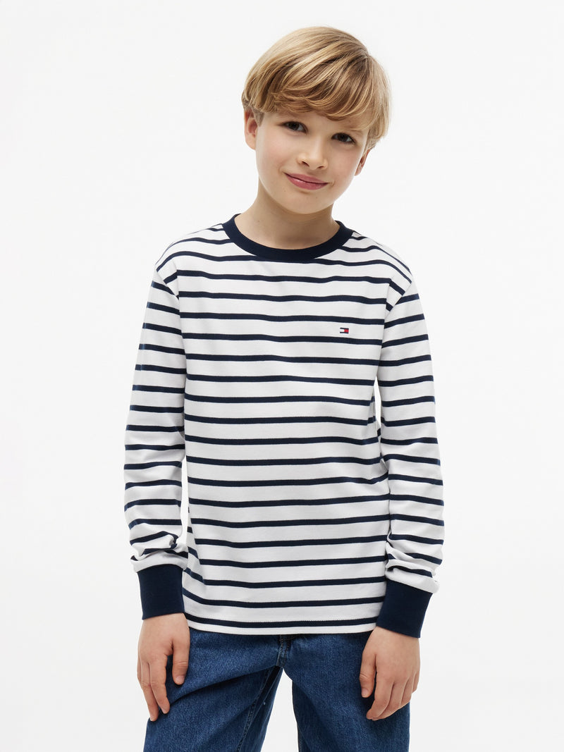 Kids Long-Sleeve Stripe Interlock T-Shirt