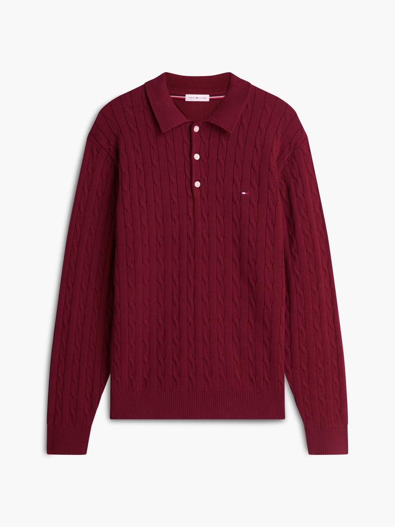 Cable Knit Button Placket Sweater