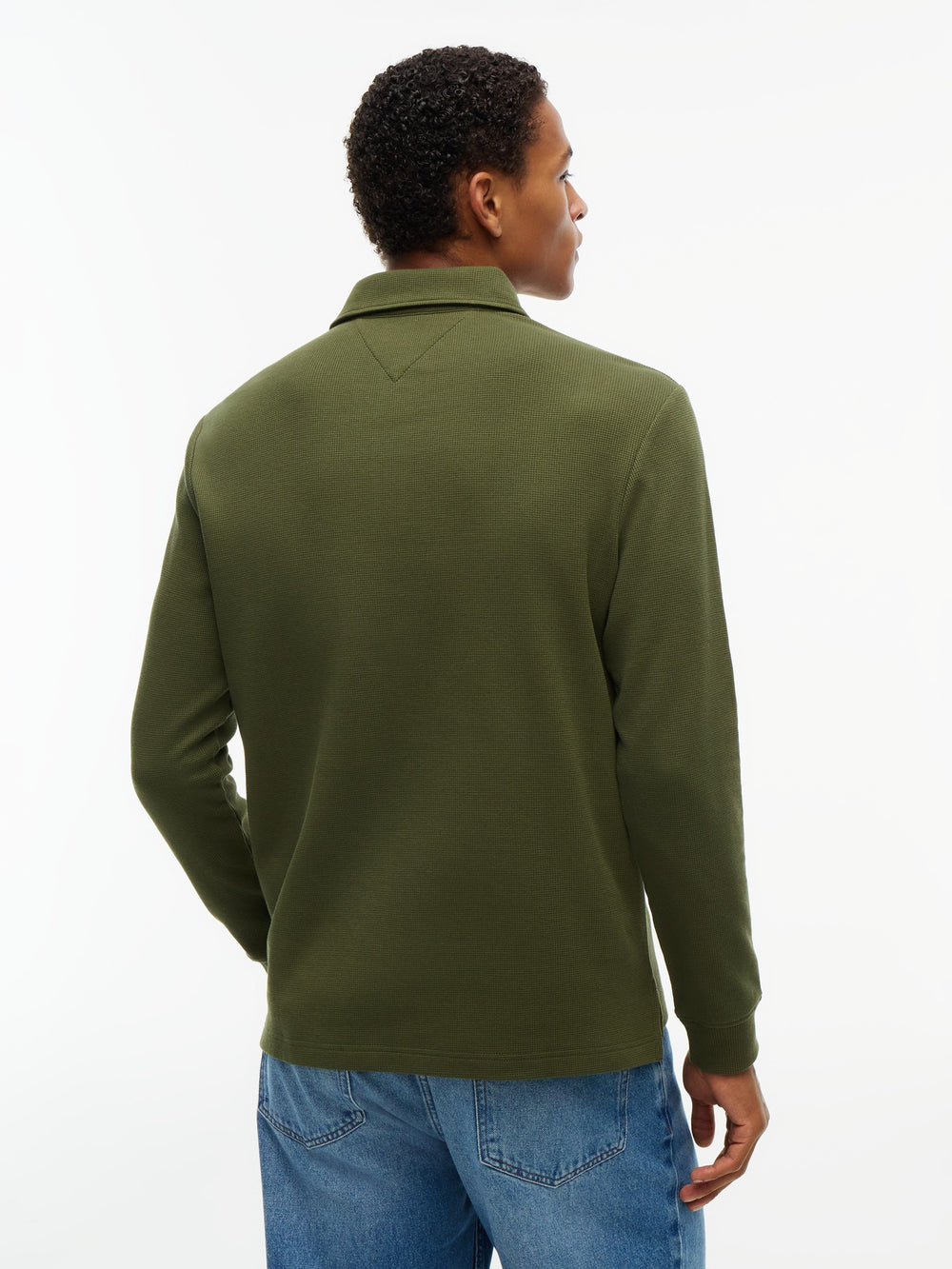 Long Sleeve Solid Textured Polo