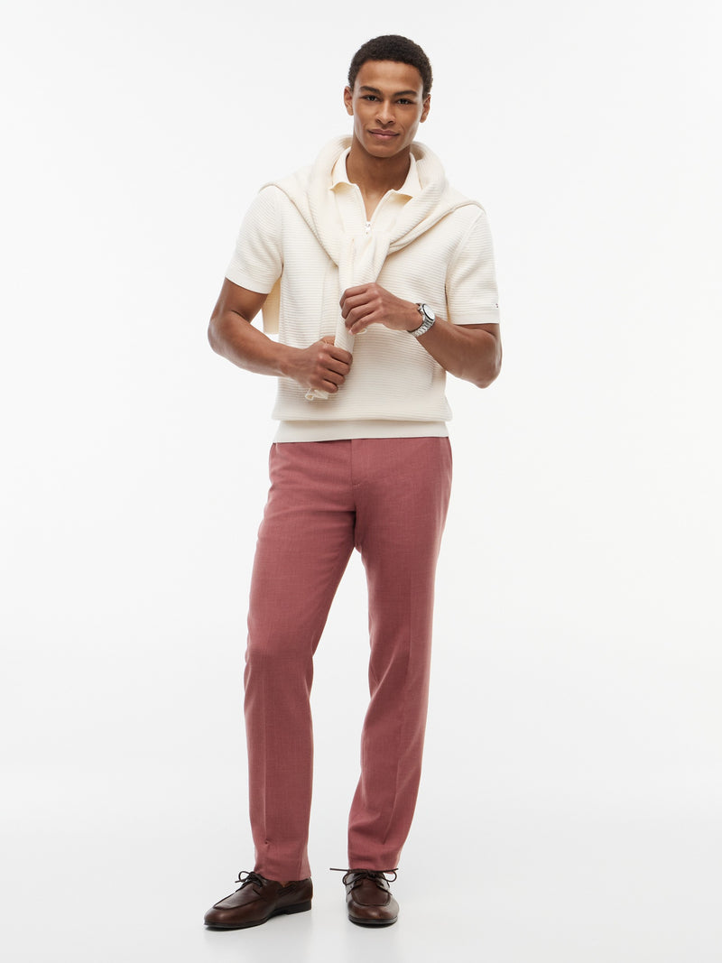Regular Fit Flat Knit Zipper Polo