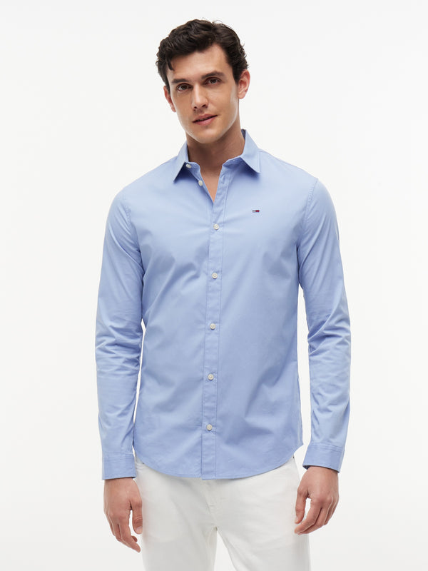 Slim Fit Solid Stretch Poplin Shirt