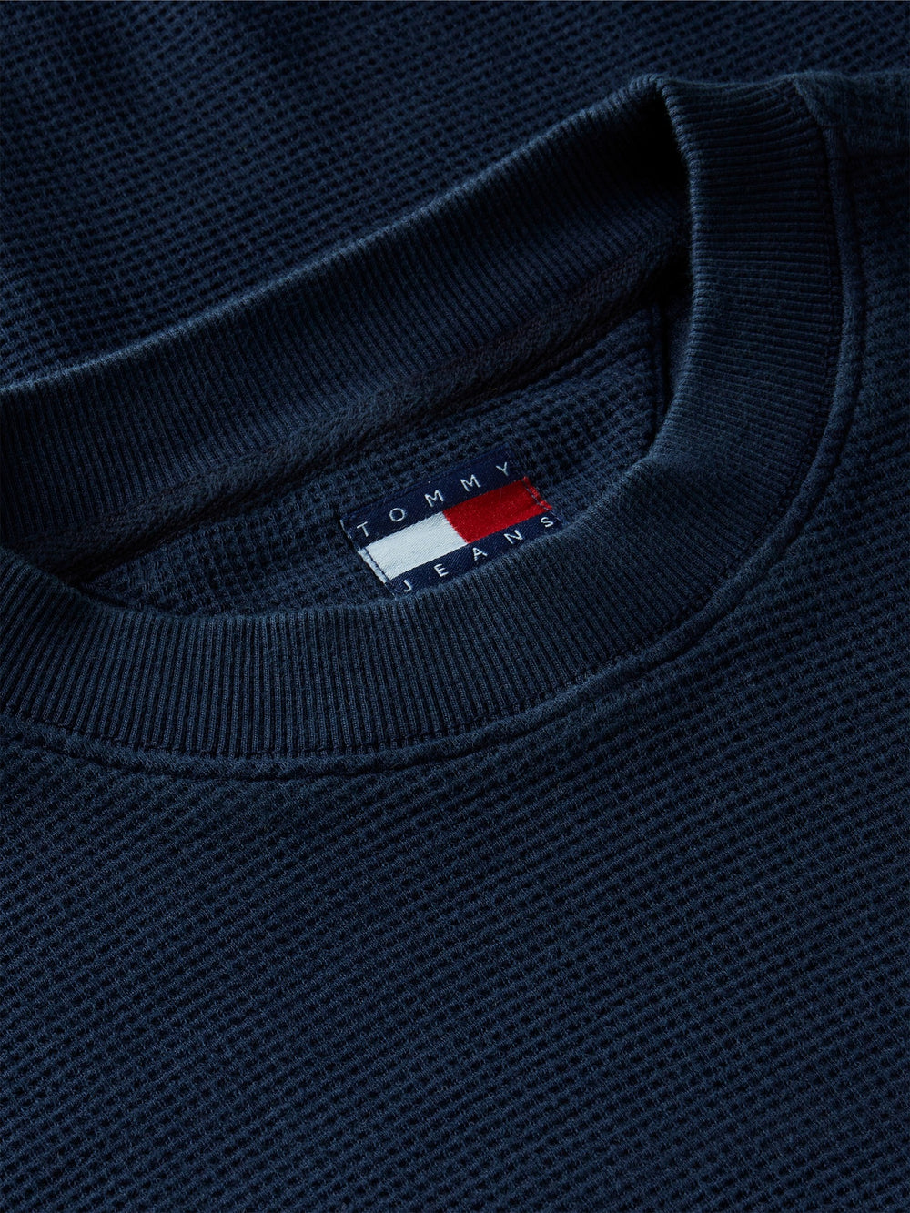 Relaxed Fit Waffle Crew Neck Sweatshirt