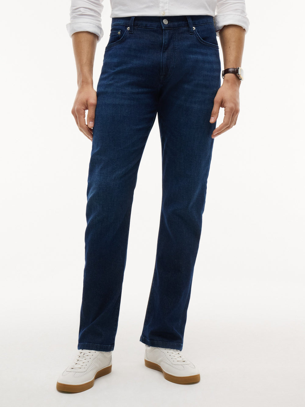 Men Denton Slim Straight Mid Wash Jeans