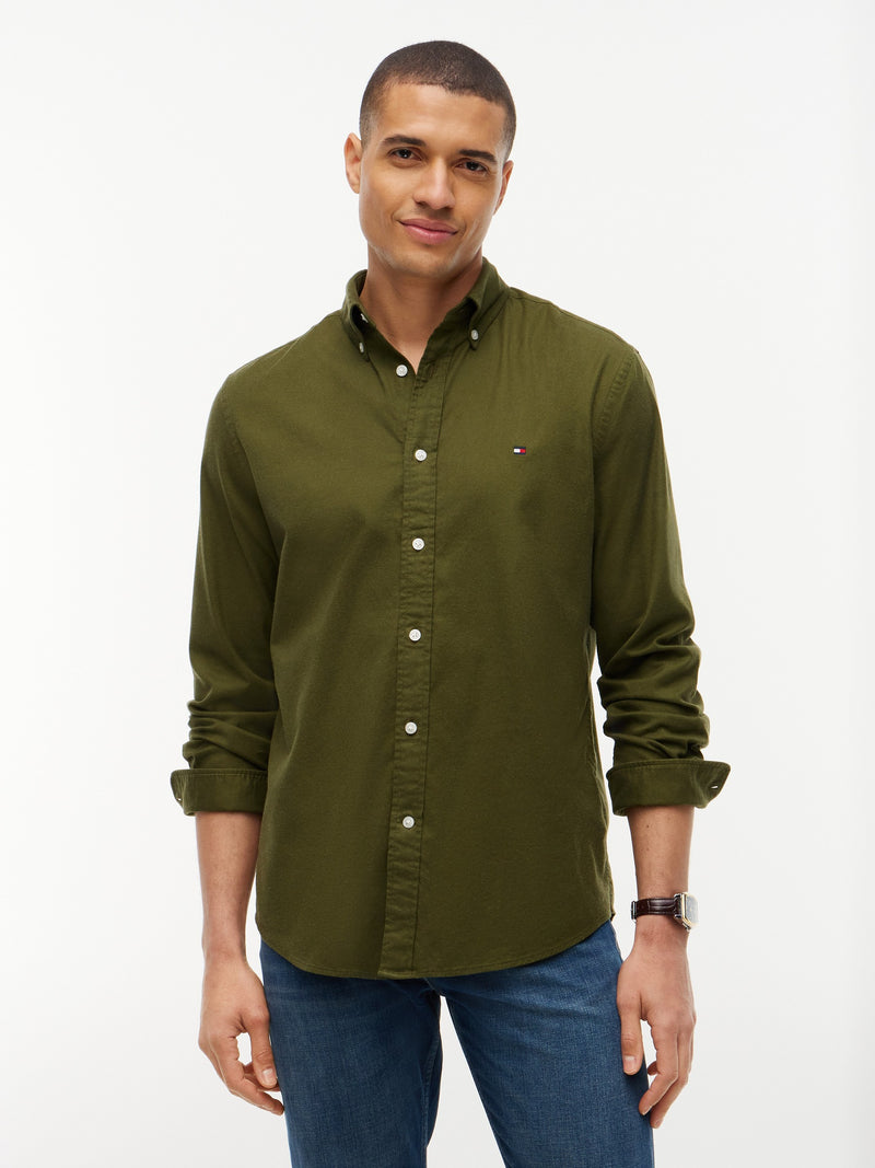 Regular Fit Solid Flannel Shirt