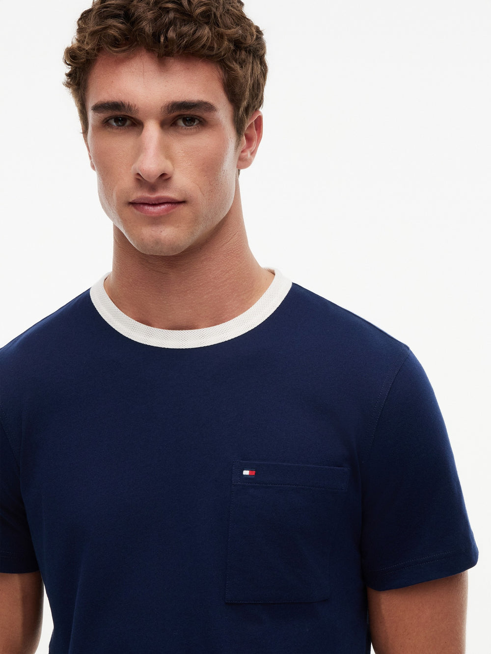 Regular Fit Mesh Neck Tshirt