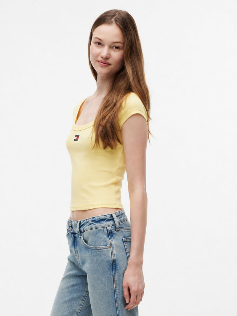 Solid Slim Fit Half Sleeve Ribbed T-Shirt
