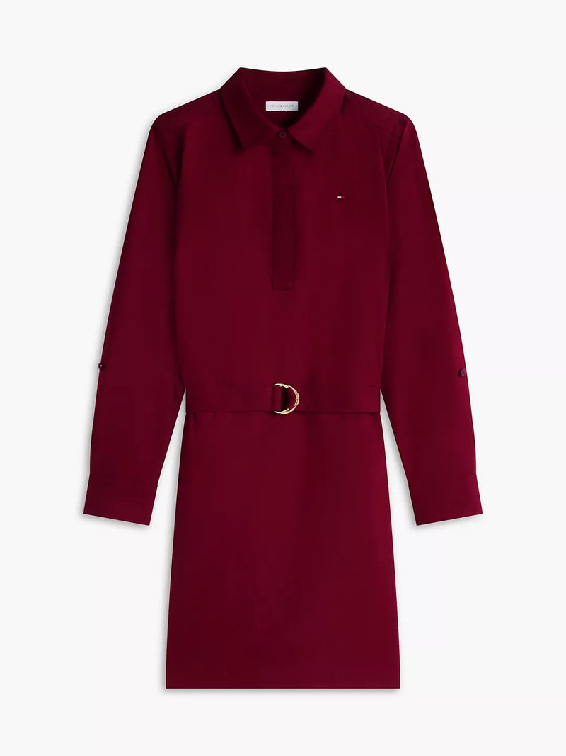 Full Sleeve Solid Cotton Blend Shirt Dress