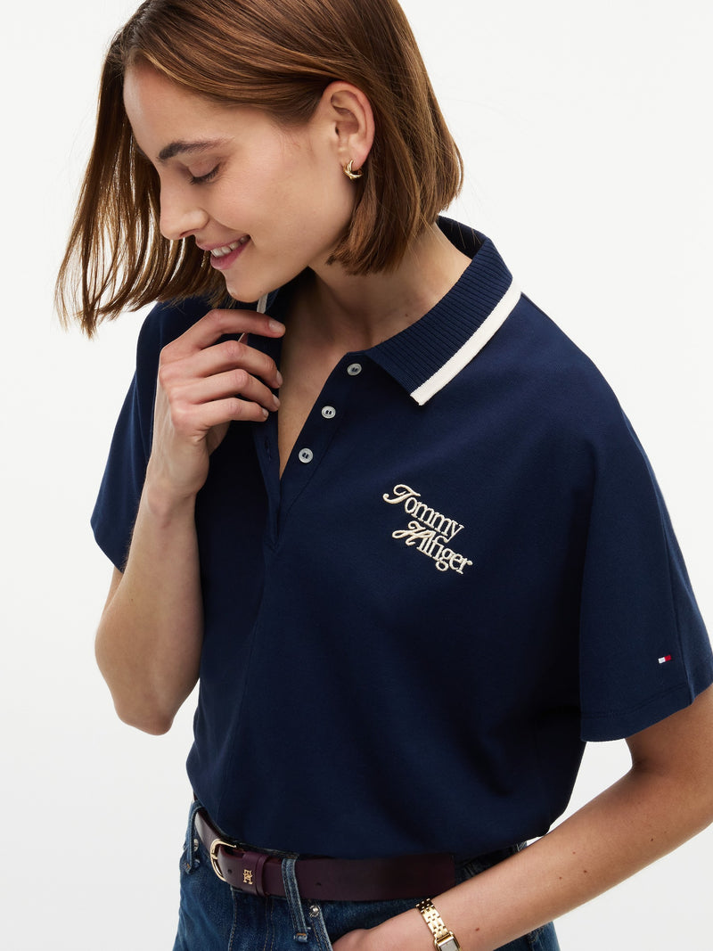 Solid Relaxed Fit Half Sleeve Pique Polo