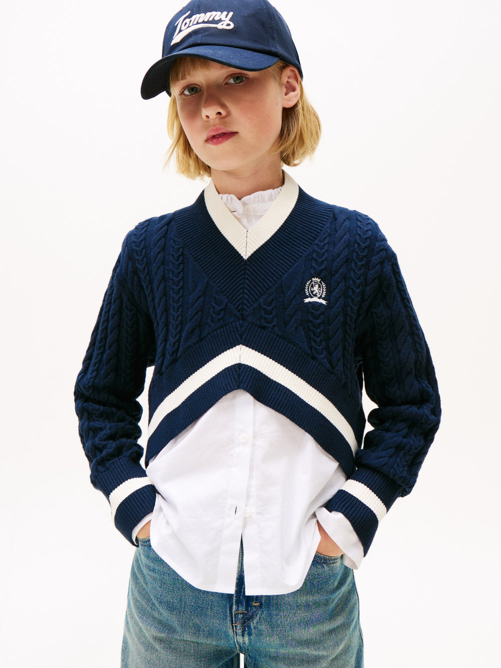 Kids Cable Knit Cropped Sweater