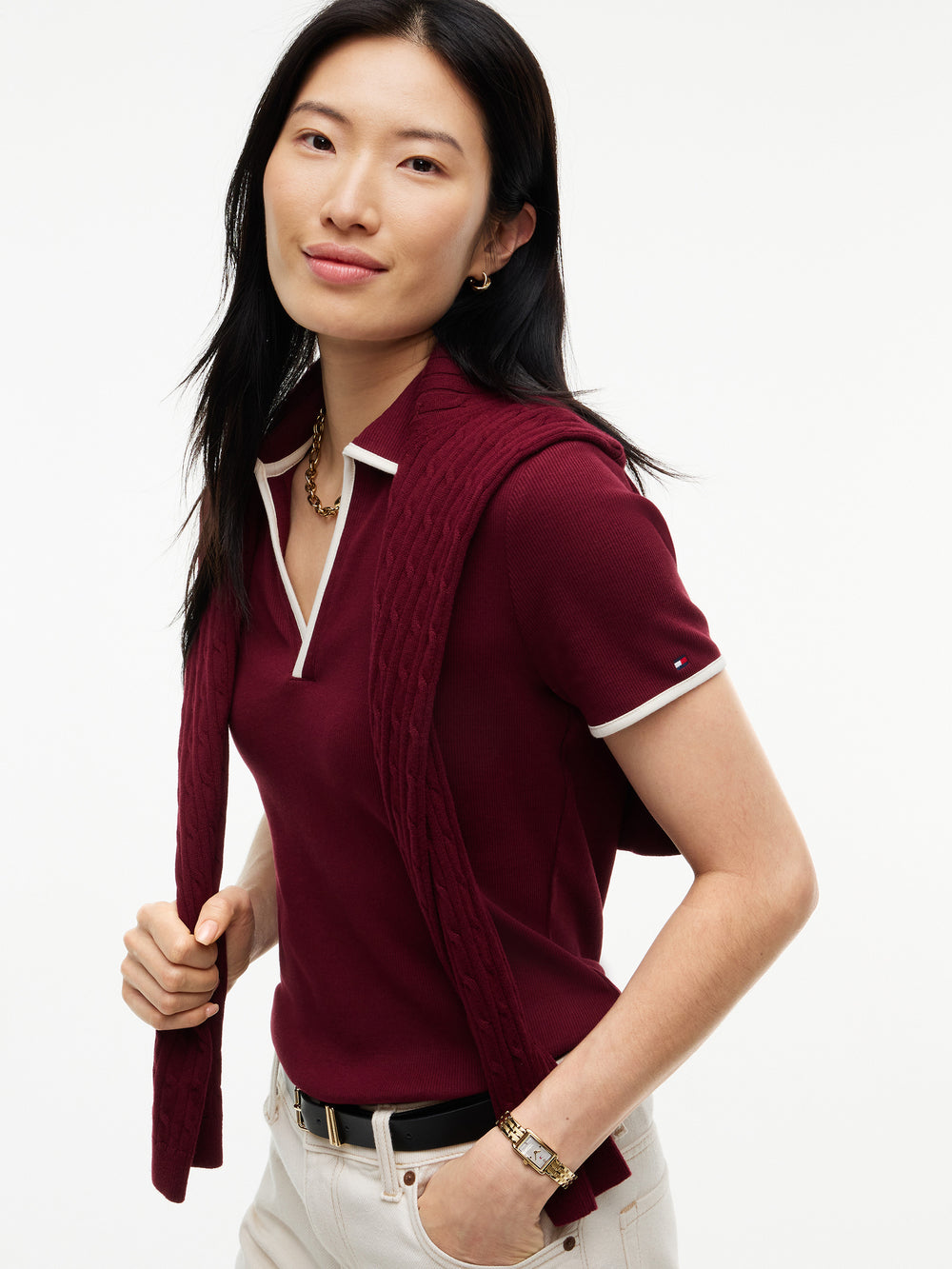 Solid Slim Fit Half Sleeve Ribbed Polo