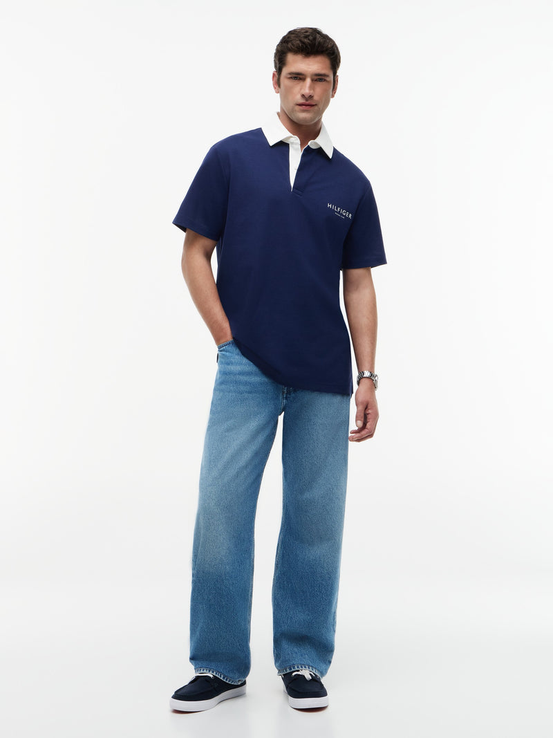 Contrast Collar Rugby Polo