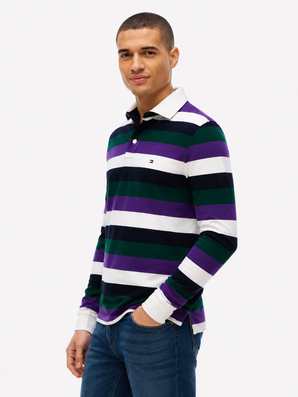 Regular Fit Striped Pique Polo