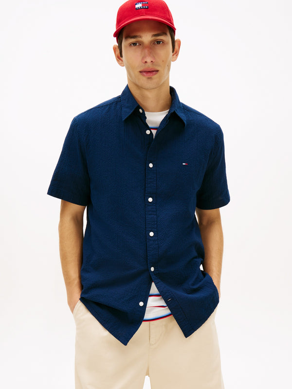 Regular Fit Solid Seersucker Shirt